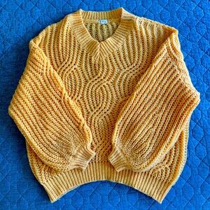NWOT POL rich mango-colored open-weave oversized sweater - size S (fits plus)